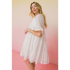 A. Calin by Flying Tomato white eyelet lace tiered dress